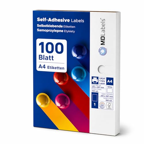MD Labels Etichette adesive universali, 210 x 297 mm, 100