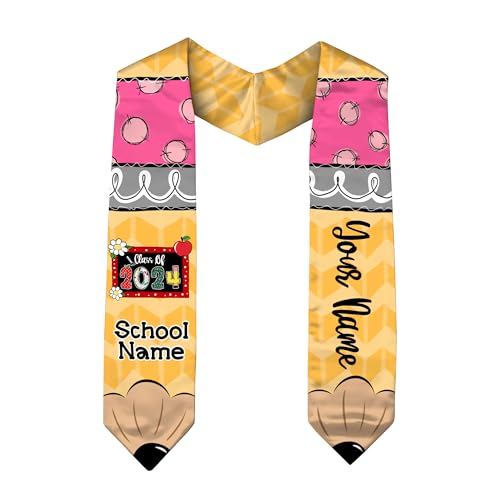 Custom Graduation Stole Class of 2024, Pencil Stole Graduation for Teachers, Personalized Teacher Stole 2