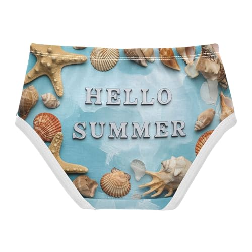 Summer Starfish Sea Shells Blue Little Girl Panties Toddler Underwear Floral Cotton Funny Kids Undies Briefs 2t2