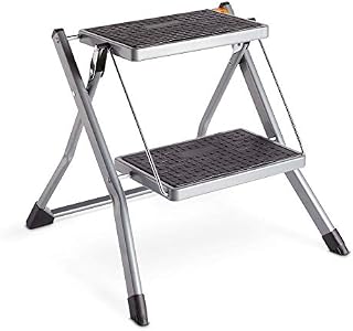 VonHaus Fold Up Step - Small Steps Foldable 2 Step, Anti-Slip with Easy to Store Foldable Design  Ideal for Home, Kitchen and Garage - Folding Step Stool, Suitable as Caravan Steps