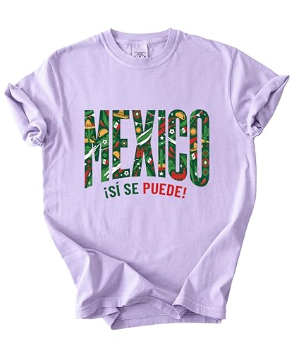 Mexico Si Se Puede Illustrated Graphic Tee Latina Pride Cultural Heritage Women Gift Shirt Top Tee(-Orchid-Adult Medium)