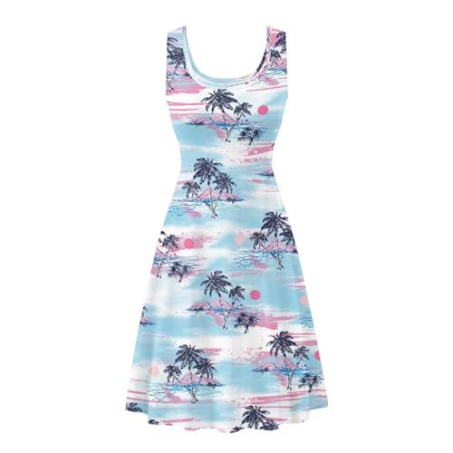 Image of Dreaweet Casual Sleeveless Dresses for Women Girls, Round Neck Tank Dresses with Pockets Summer Sundress Size XS-4XL