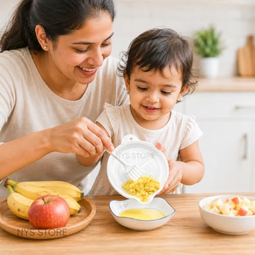 Image of Garlic Ginger Grinder Plate with Filter & Pour Spout | Manual Mini Grater Dish with Brush | Ceramic Grinding Bowl for Garlic, Ginger, Vegetables, Baby Food & Sauce Making