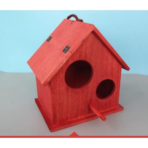 「FLYKING」野鳥用巣箱寝床 野鳥の餌台 木制 鳥小屋 動物用ハウス 木制 鳥の巣箱 鳥の巣 小鳥のツボ巣 ミニ木製の鳥の巣の家 鳥小屋 屋外 小動物用ハウス 隠れ家 小さ な鳥のためのハンギングバードハウス 家の装飾 親の贈り物 鳥用品 (レッド)