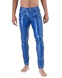 Bockle® Push-Strap Blue Faux Pants Lederhose Herren Kunstlederhose, Kunstleder, kein echtes Leder, Size: 32W / 34L