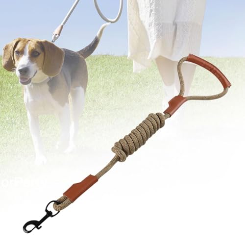 predolo 1,5 M Lange Hundeleine, Vielseitig Verwendbar, Leichte Laufleine, Bequemer Griff für Reisen mit Mittelgroßen Und Großen Hunden Im Freien, Braun
