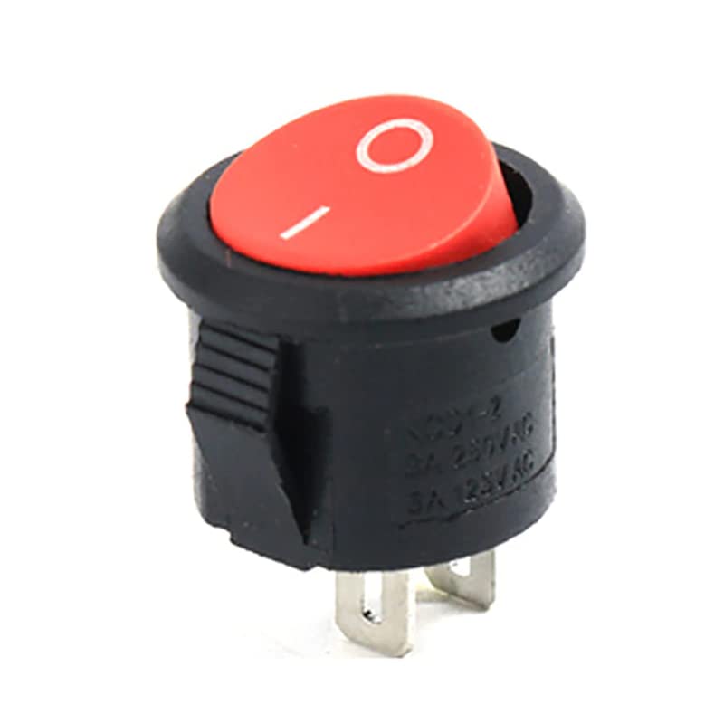 AUTOZOCO Interruptor Redondo Basculante De 2 Vias ON/OFF 6A - interruptor auxiliar - controlador eléctrico vehículo - interruptor para botoneras | Rojo