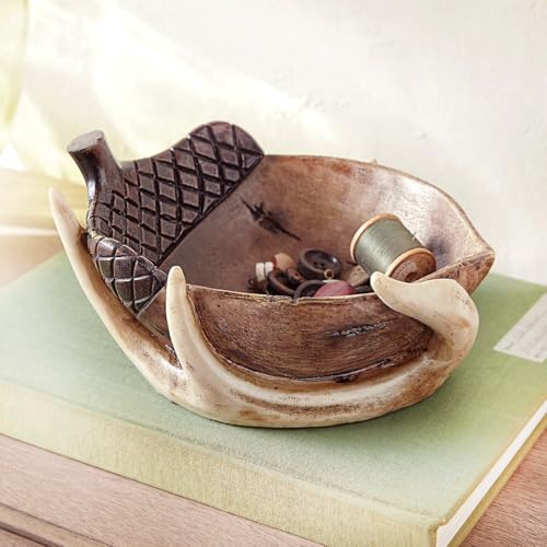 BLACK FOREST DECOR Antler & Acorn Decorative Bowl Rustic Lodge