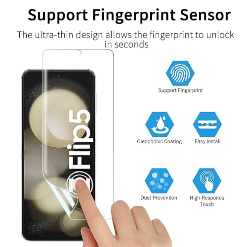 Image of EZ-GLAZ 4-in-1 Screen Protector for Samsung Galaxy Z Flip 5 | Full Body Protection (Inner Display + Back Panel + Cover Screen + Hinge) | HD Clear Flexible Film | Bubble-Free Installation | Scratch Resistant