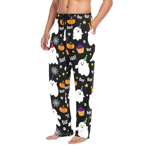 Joyful Spirits Pattern Men's Cotton Pajama Pants with Pockets and Drawstring Comfortable and Stylish,S4