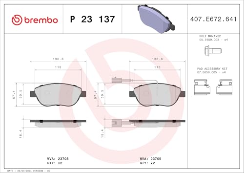 Brembo P23137 Plaquettes de Frein Avant pour Remplacement Direct de Qualité Constructeur - 3