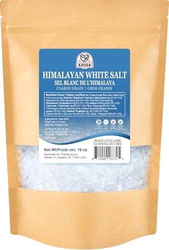 52usa Sal blanca del Himalaya, grano grueso, sin OMG, sal kosher, 1 libra