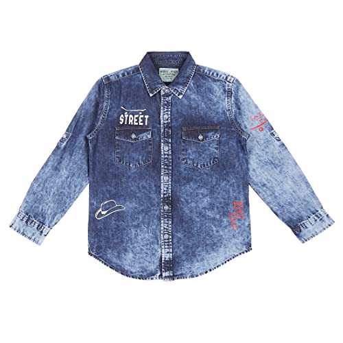 Image of Gini & Jony Boys Blue Washed Denim Full Sleeves Shirt