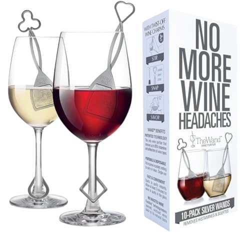 PureWine Wand Filters Histamines and Sulfites - May Reduce and Alleviate Wine Allergies & Sensitivities - Purifier Aerates Wine Restore Taste & Purity - Twist Off Wine Glass Charm Accessory