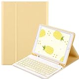 Chstls Funda Teclado Español Ñ para iPad Mini/Mini 2 / Mini 3 / Mini 4 / Mini 5, Delgado y Ligero, Estuche con Ranura para Lápiz y Magnético Teclado Inalámbrico Removible para iPad Mini 9.7,Amarillo