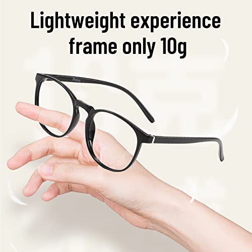 Image of Przene Round Blue Light Blocking Glasses for Women Men Black /Crystal /Pink | Filter Blue Ray,Computer Gaming Glasses,Anti Eye Strain,Anti Glare,UV Protection,Lightweight TR Frame,Watch TV,Phone,Retro