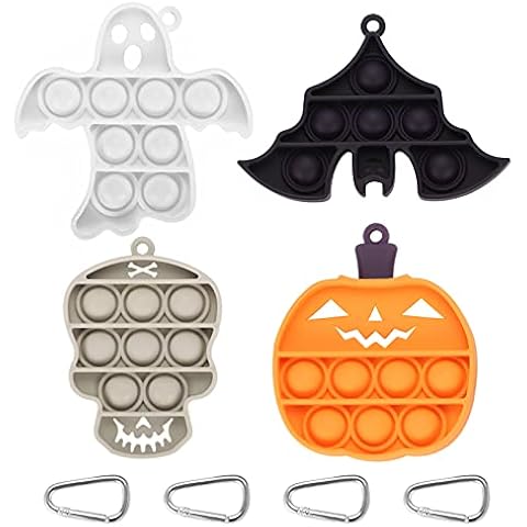 BONTHEE Halloween Pop It Small Fidget Toy Keychain Mini Push Pop Bubble Toy for Children Teenagers Adults - Pack of 4 Cover