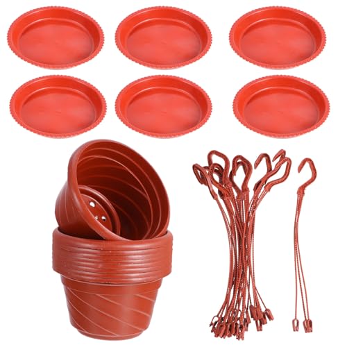 Pots à fleurs suspendus en plastique rouge - Lot de 10 pratiques