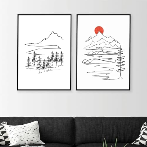 Impression d'art paysage de montagne de pin sur toile decoration naturelle sans cadre 60x90 cm