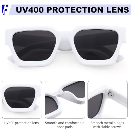 Image of FEISEDY Retro 90s Chunky Square Sunglasses for Women Men B2385