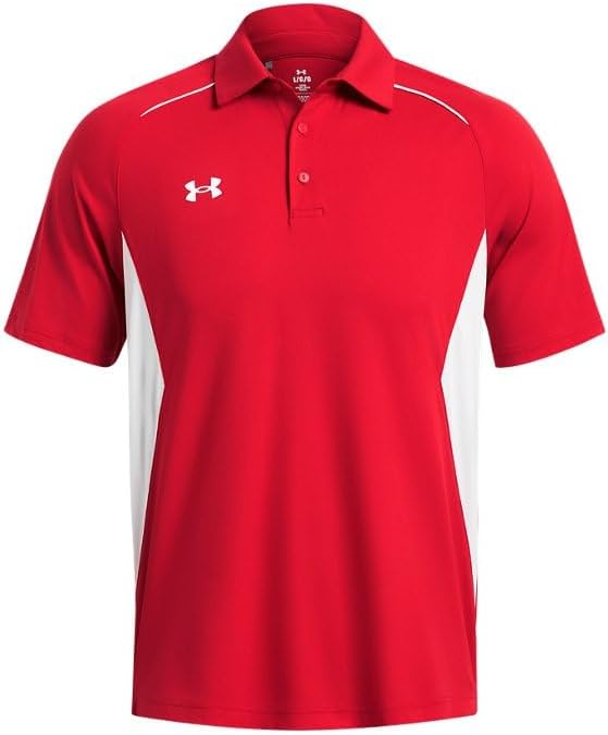 Under Armour Mens Title Polo - Fast Drying MD Red-White - Image 3