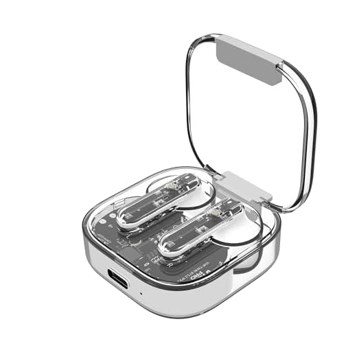Vieta Pro Auriculares Inalambricos Bluetooth 5.3 - Auriculares Inalambricos Transparentes con Microfono, USB-C, Asistente de Voz, Bateria 16h, IPX3, Panel Tactil - Cascos Inalambricos Clear