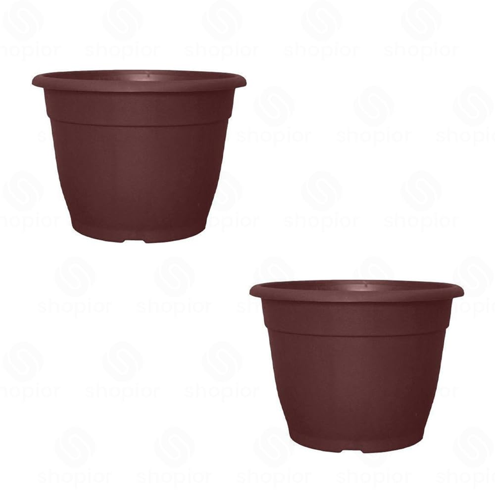 shopior Bella Large 30cm Plastic Plant Pot 9.5L – Indoor Outdoor Decorative Planter, Flower Pot for Houseplants, Herbs & Succulents | Modern Lightweight (30cm-9.5lt-Marsala-Pack 2)