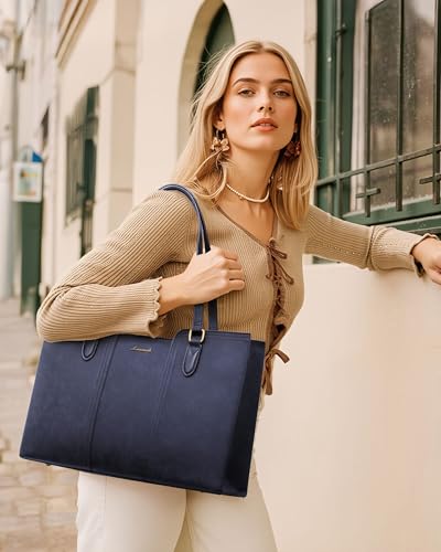 Image of LOVEVOOK Laptop Bag for Women - Waterproof Work Bag for Women & Vintage Laptop Tote Purse with Wristlet