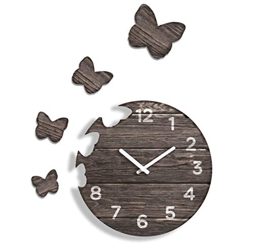 DEKORI - Orologio Moderno da Parete con Farfalle. Preciso e Silenzioso. Arreda e Rallegra ogni Ambiente della Casa.