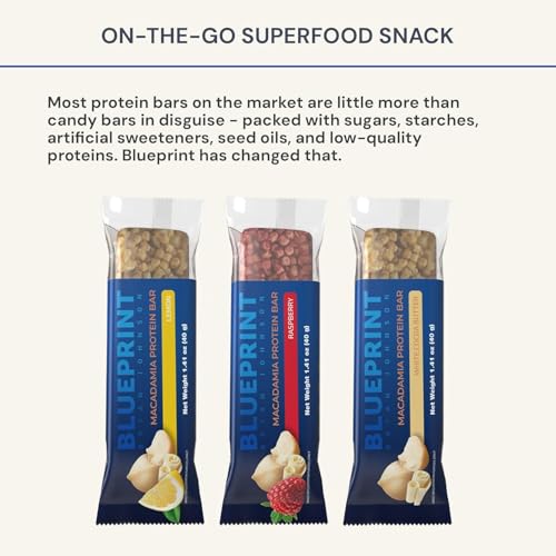 Blueprint Bryan Johnson Macadamia Nut Protein Bars – 9G Plant Protein – Vegan, Low Carb, Low Sugar, Keto-Friendly Snacks - Non-GMO, Raw Nut Bar, Natural Ingredients (White Cocoa - 12 Pack)