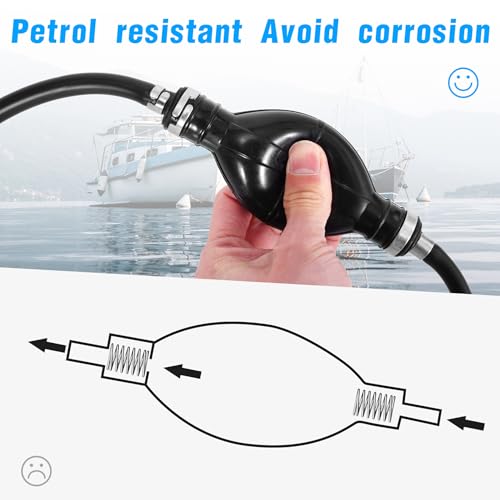 Image of Fuel Line Assembly 1 /4 inch 6mm Hose Line Universal Boat Fuel Line with Primer Bulb Steel Hose Clamps for Marine Outboard Boat Motor RVs