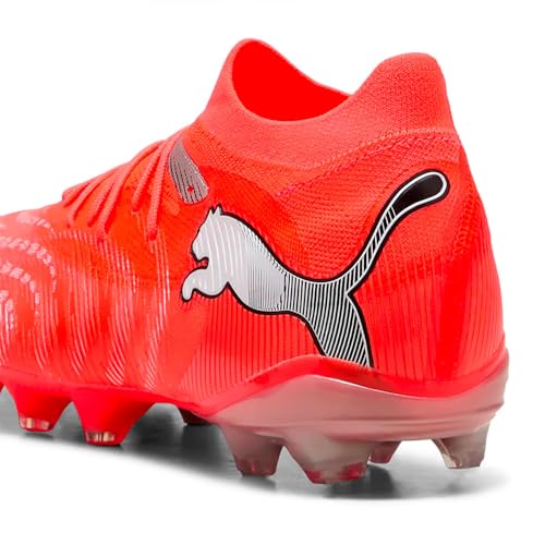 PUMA Future 9 Match FG/AG Chaussures de Football Unisexe Rouge Brillant Blanc Noir Argent 45 EU, Glowing Red PUMA White PUMA Black PUMA Silver, 44.5 EU