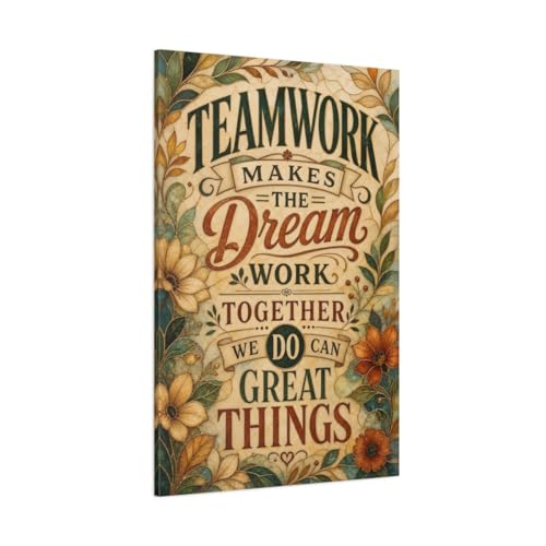 Toile vintage de motivation teamwork 80x120 cm décoration de bureau verticale