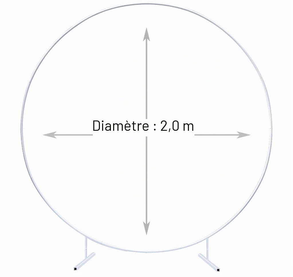 Support d'arche de ballons rond en métal, amovible et réutilisable pour fête, mariage, décoration d'anniversaire (2 m, blanc)