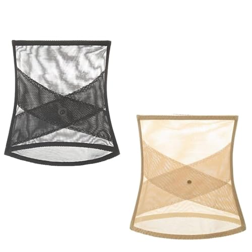 OSTRI Cross Mesh Girdle for Waist Shaping, High Waist Body Shaper Girdle Tummy Control, Breathable Waist Trainer for Women (2pcs A,M)