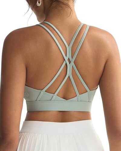 Image of RUNNING GIRL Sports Bras for Women,Strappy Crisscross Back Padded Low Impact Running Sports Bra with Removable Cups