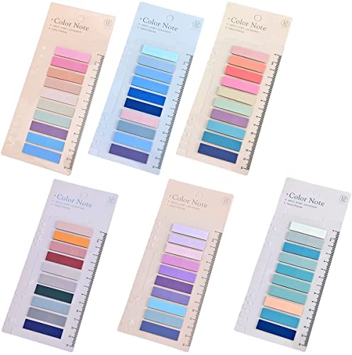 Image of Sticky Tabs Sticky Index Tabs for Annotating Books Page Markers Transparent Sticky Notes Colorful Morandi Sticky Book Tabs (6 Packs | 1200 Pcs)