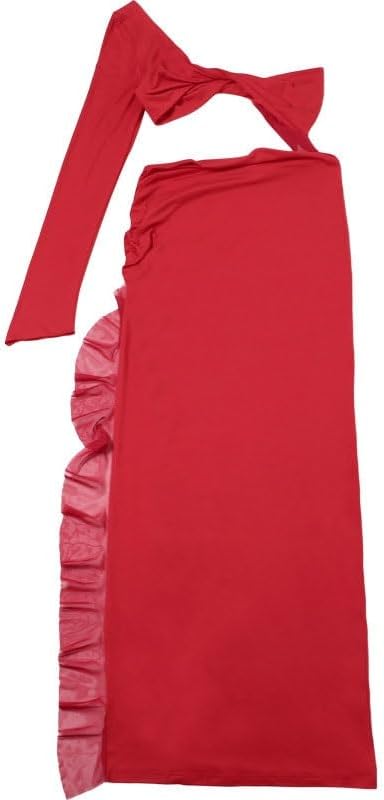 JSEIAJB Fashion Breathable Red Bodysuit Dress Low Waist Backless Dress