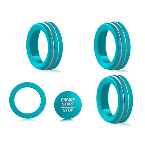 Image of for Honda 2026 Passport Interior Accessories, Aluminum Alloy one-Button Start Cover /Ring, air Conditioning knob, 5-piece Set (Light Blue)