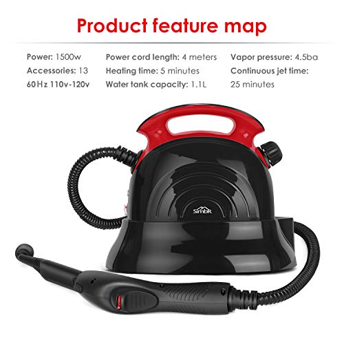 SIMBR Steam Cleaner, Multipurpose Steam Mop with 13 Accessories, 1.1L Chemical-Free Household Steamer Cleaning for Floors, Carpet, Garment, Windows, Autos and More - Thumbnail 2