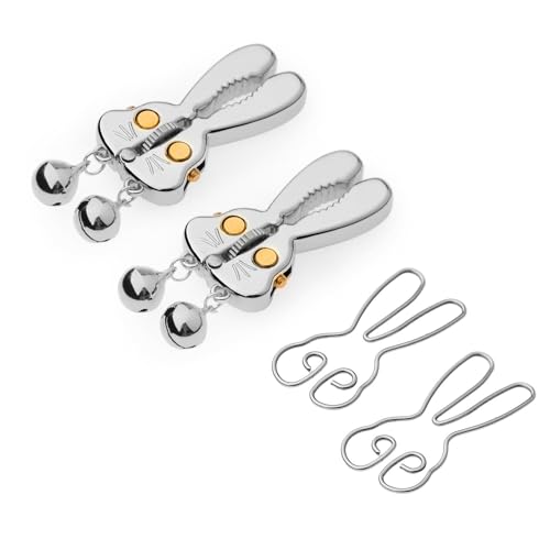 Kutocesy Pinzas Para Pezones De Acero Inoxidable Pinzas Para Pezones Extrema Conjunto Ajustable Pezón Estimuladores Pezón Juguetes Sexuales Para Las Mujeres (Silver)