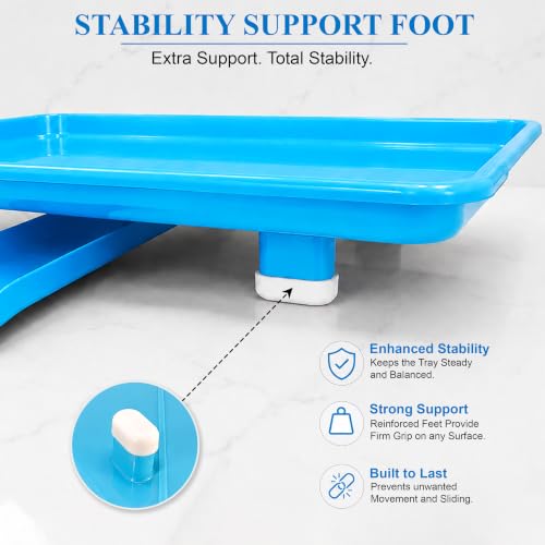 Image of JD FRESH Dish Drainer Tray with Water Drain Spout /BPA-Free Plastic Utensil Drying Tray /Countertop Kitchen Sink Organizer with Anti-Slip Feet /Multipurpose Drying Stand for Kitchen (12 x 17 Inch, Blue)