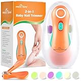 Easy@Home Elektrische Nagelfeile Baby: Nagelschere Nageltrimmer Nail Schneiden für Neugeborene Nagelpflegeset für Kinder Geräuscharmer Nagelschleifer Fingernagelschneidern Geschenk für Säugling Orange