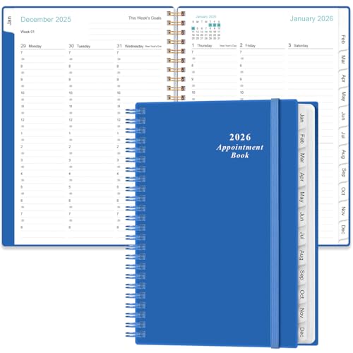 2027 Appointment Book & Planner - A5 Daily Hourly Planner from January 2027 - December 2027, Weekly Appointment Book with 30-Minute Interval, Medium 6.4" x 8.5", Blue-C