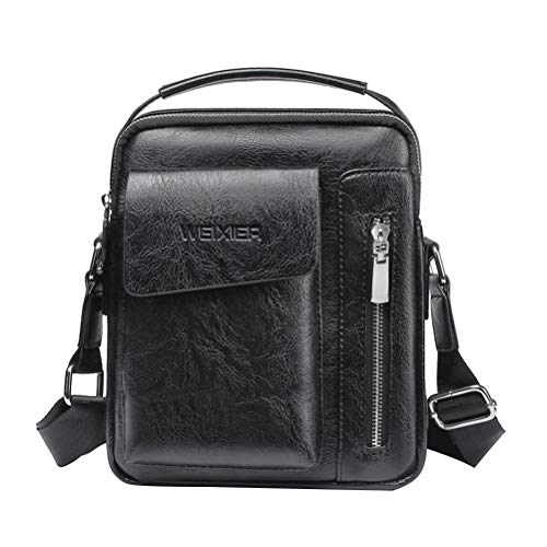 Bolsa de ombro masculina de couro PU resistente ao desgaste com zíper Bolsa transversal para negócio