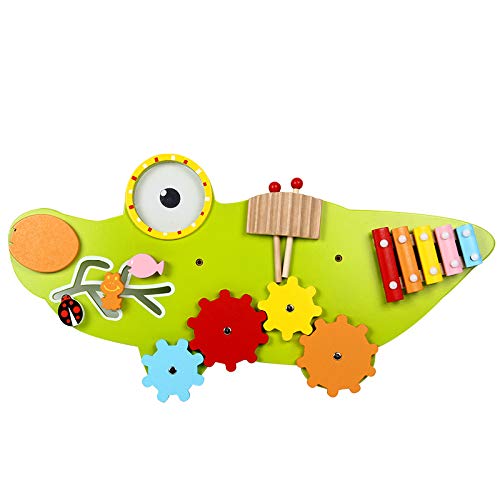 Crocodile Montessori Busy Board,Sensory Board,Educational Toys, Activity Cube,Wall Toys,Daycare Furniture,Playroom Furniture, Interactive Toys,Wooden Toys,Learning Toys,Wooden Toy for Boys and Girls