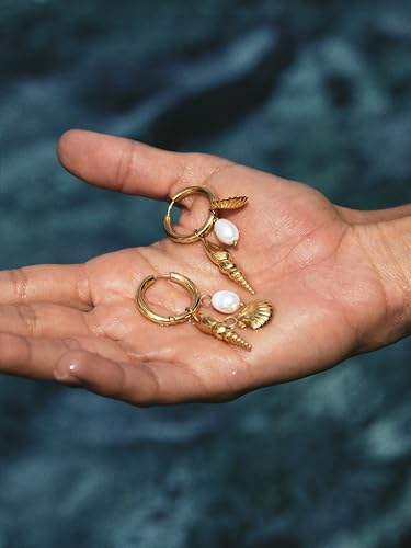 Miniatura 5 de SINGULARU Pendientes Mujer Carmen True Mar Acero Baño Oro | Acero con baño de Oro de 18kt resistente al agua con perla cultivada.