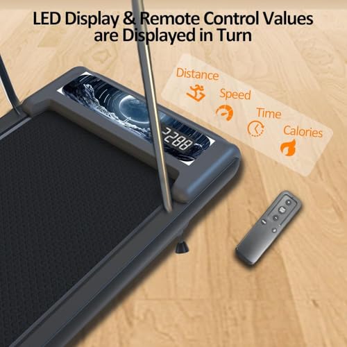 Image of Walking Treadmill Pad with 8% Incline, Portable Walking Treadmill Under Desk with Handle Bar 2.5HP for Home and Office 265Lbs Weight Capacity with LED Display APP