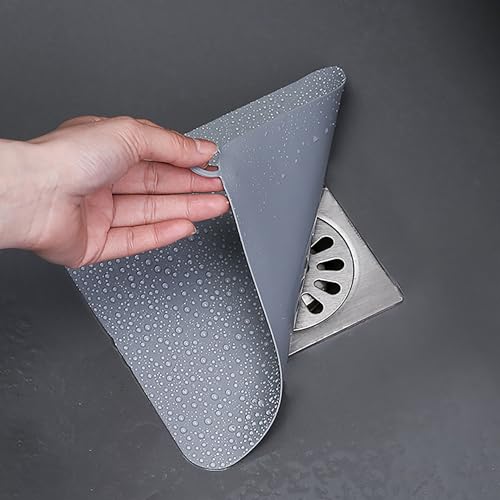 Silicone Tub Stopper Floor Drain Cover 2 Pieces Sewer Anti-Odor Mat Deodorizing Drain Plugs for Kitchen Bathroom and Laundry(5x5 inch) Grey