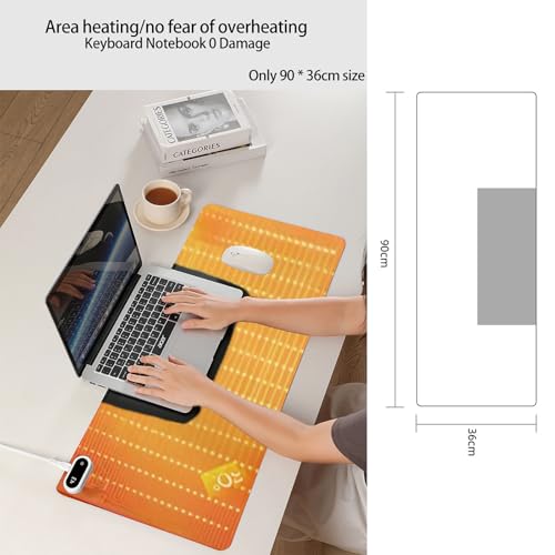 Chauffe-mains d'hiver : grand tapis de table chauffant électrique blanc pour bureau - 2